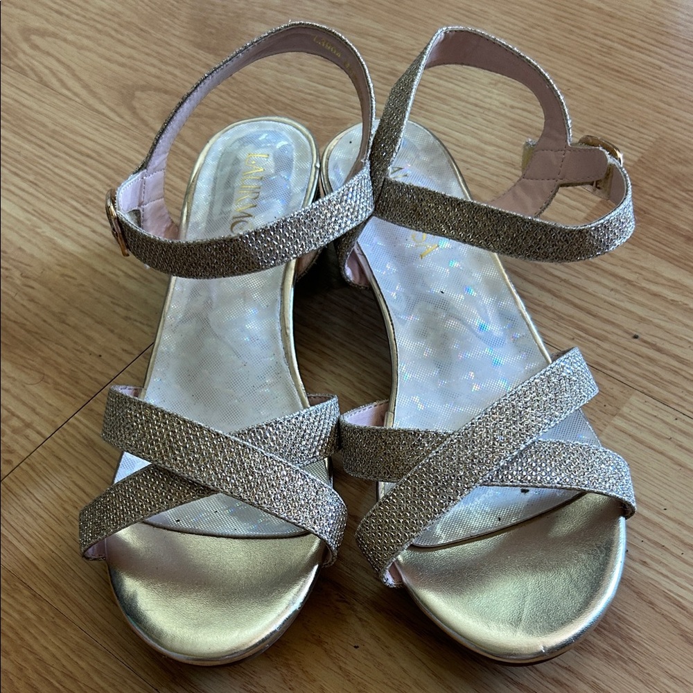 Elegant Gold Kids Dress Shoes